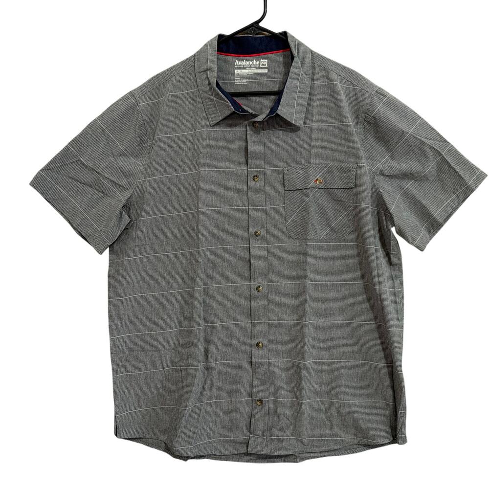Avalanche Mens Shirt Gray Button Down Short Sleeve Gorpcore Casual Stretch XL